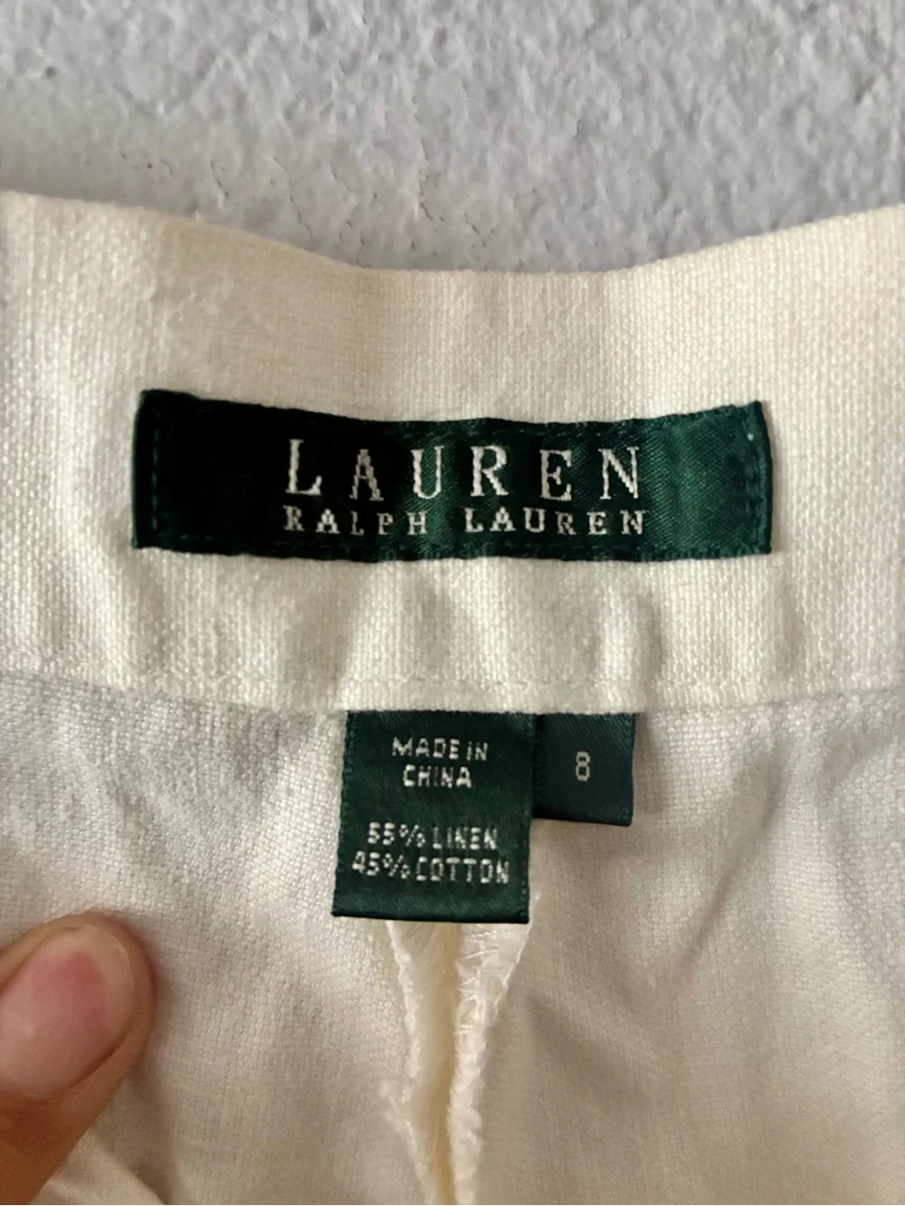 VTG Lauren Ralph Lauren Colonial Cream 8 Linen Cotton Blend WIDE Leg Slacks